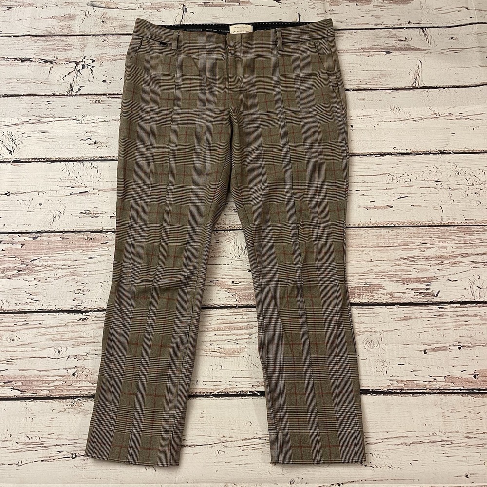 Anthropologie The Essential Slim Womens Pants Brown Multicolor 8 Cotton Blend